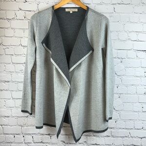 LINEAMAGLIA Italian Wool Blend Sweater Cardigan, Light & Dark Gray, Size S